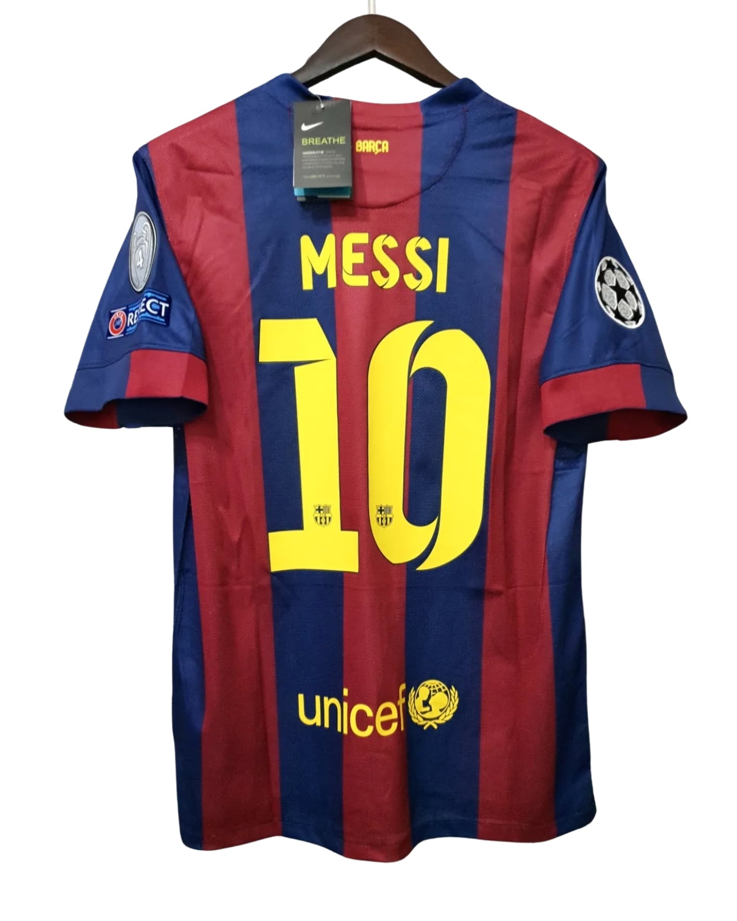 Messi #10 Jersey FC Barcelona 2014-2015 Home Retro Champions League Edition