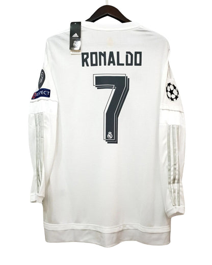 Cristiano Ronaldo 7 UCL Final Real Madrid 2016 Jersey White Long Sleeve