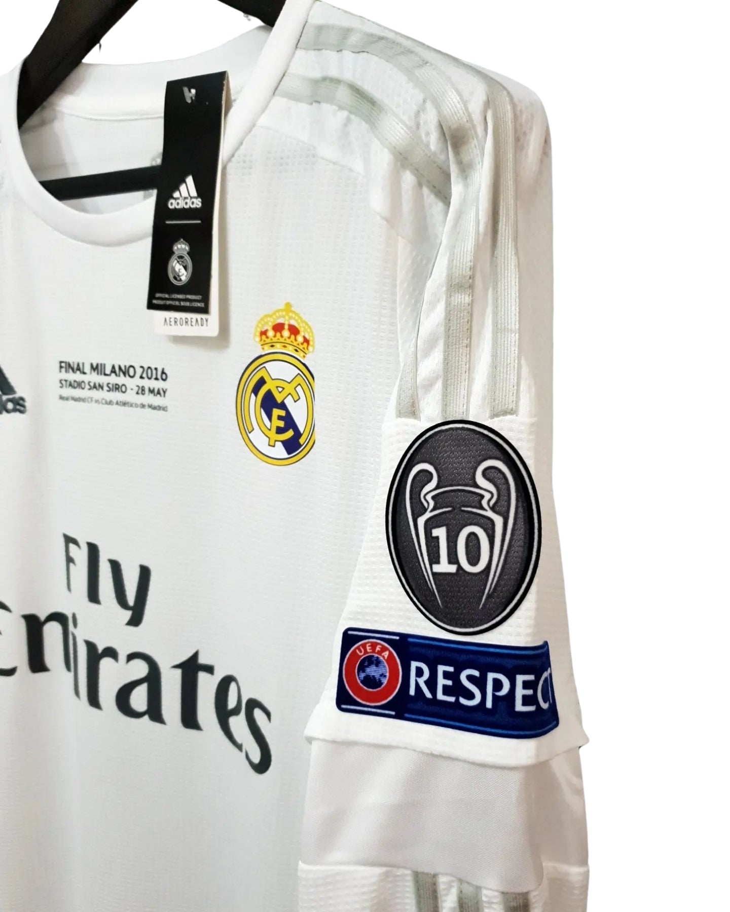 Cristiano Ronaldo 7 UCL Final Real Madrid 2016 Jersey White Long Sleeve