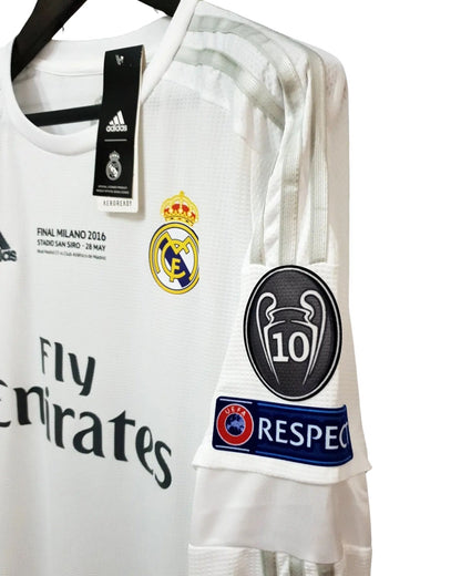 Cristiano Ronaldo 7 UCL Final Real Madrid 2016 Jersey White Long Sleeve