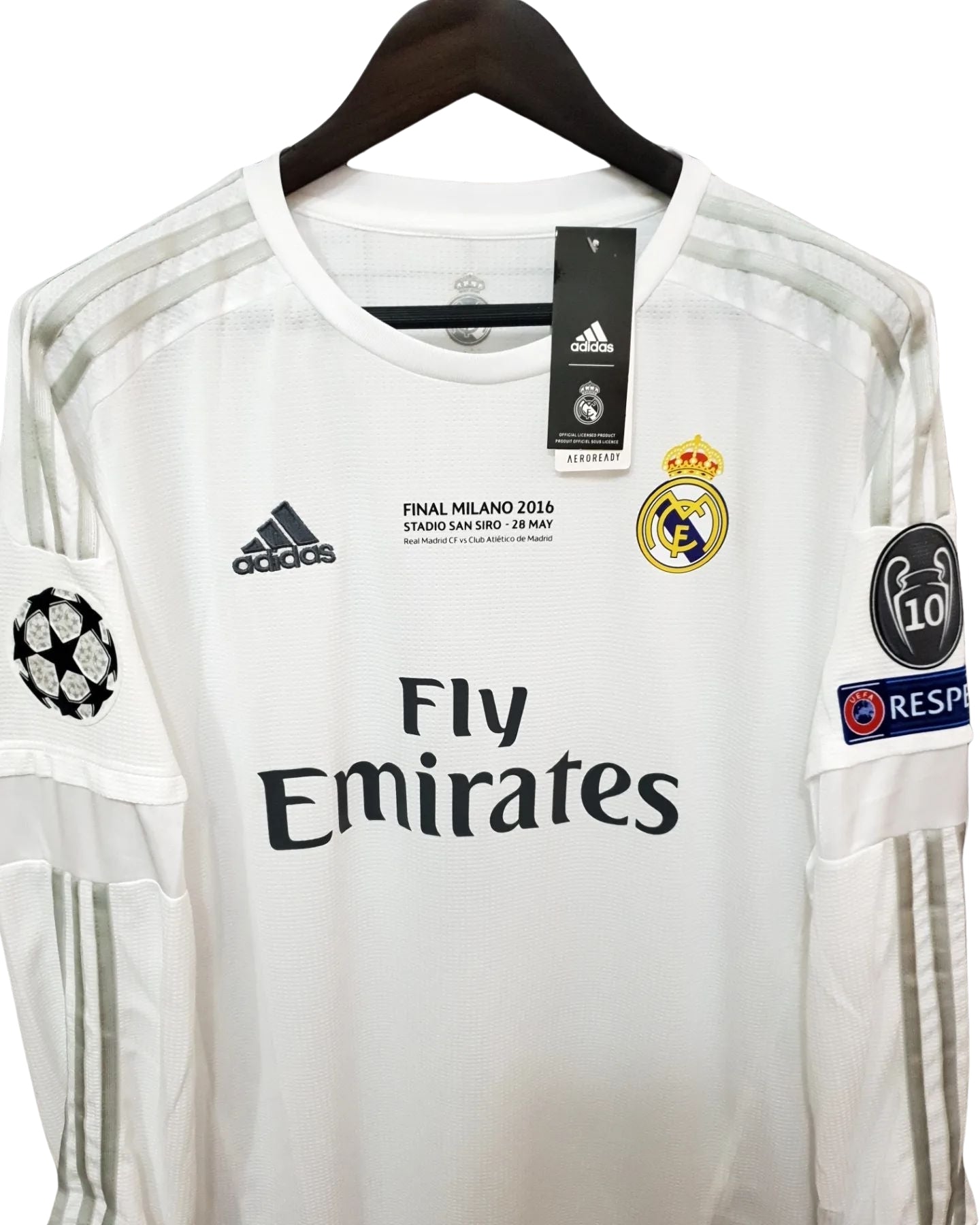 Cristiano Ronaldo 7 UCL Final Real Madrid 2016 Jersey White Long Sleeve