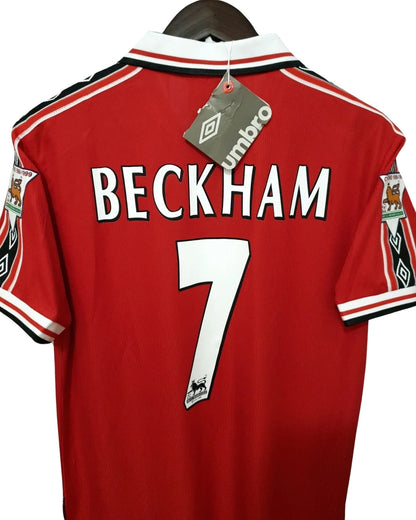David Beckham 7 Manchester United 1998-1999 Short Sleeve Soccer Red Jersey