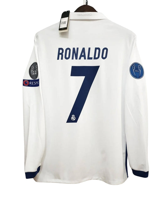 Ronaldo #7 Jersey 2016-17 Real Madrid Home Champions League Long Sleeve