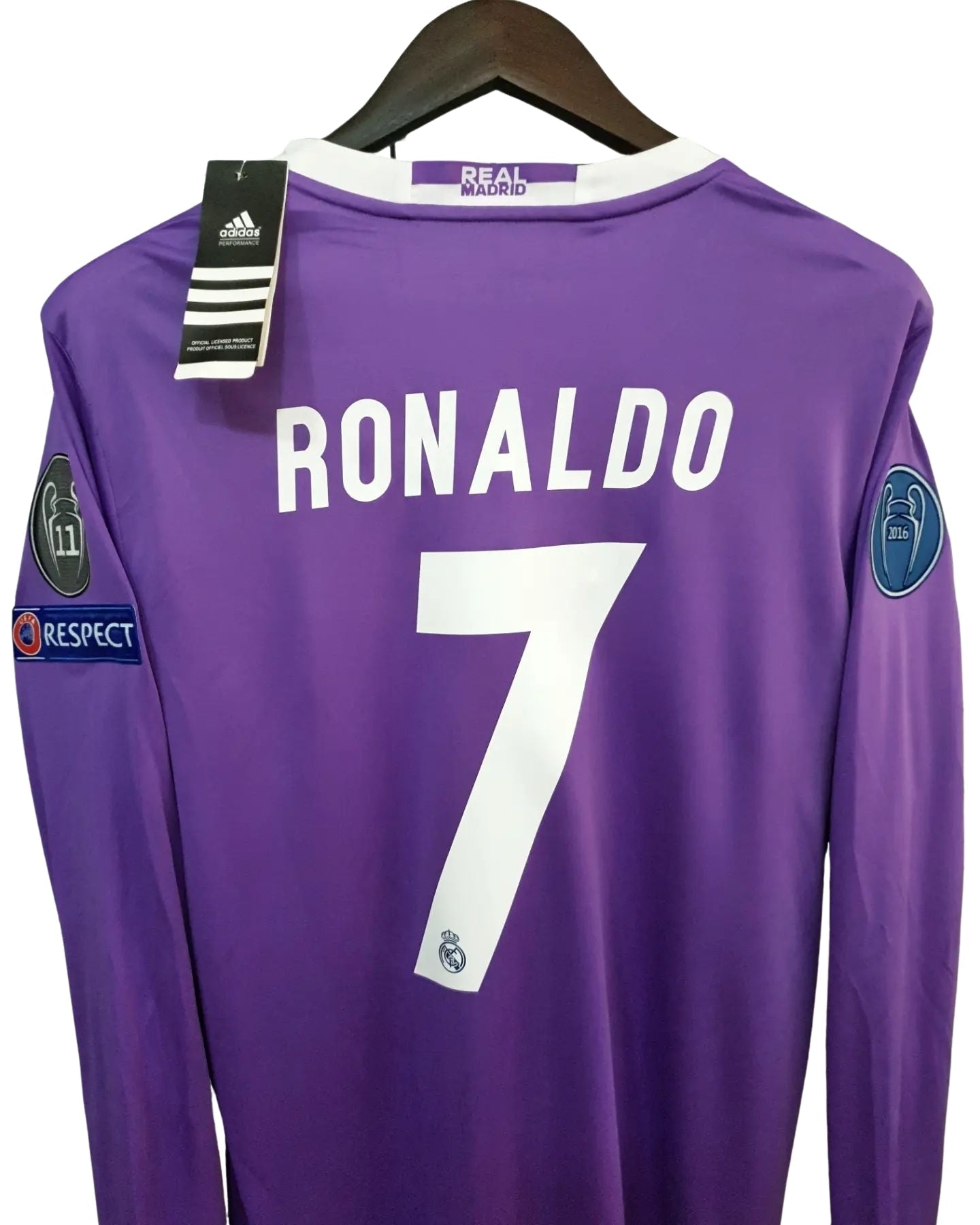 Ronaldo #7 Purple Real Madrid 2016-2017 UEFA Long Sleeve Jersey