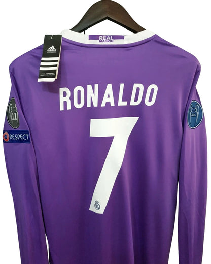 Ronaldo #7 Purple Real Madrid 2016-2017 UEFA Long Sleeve Jersey